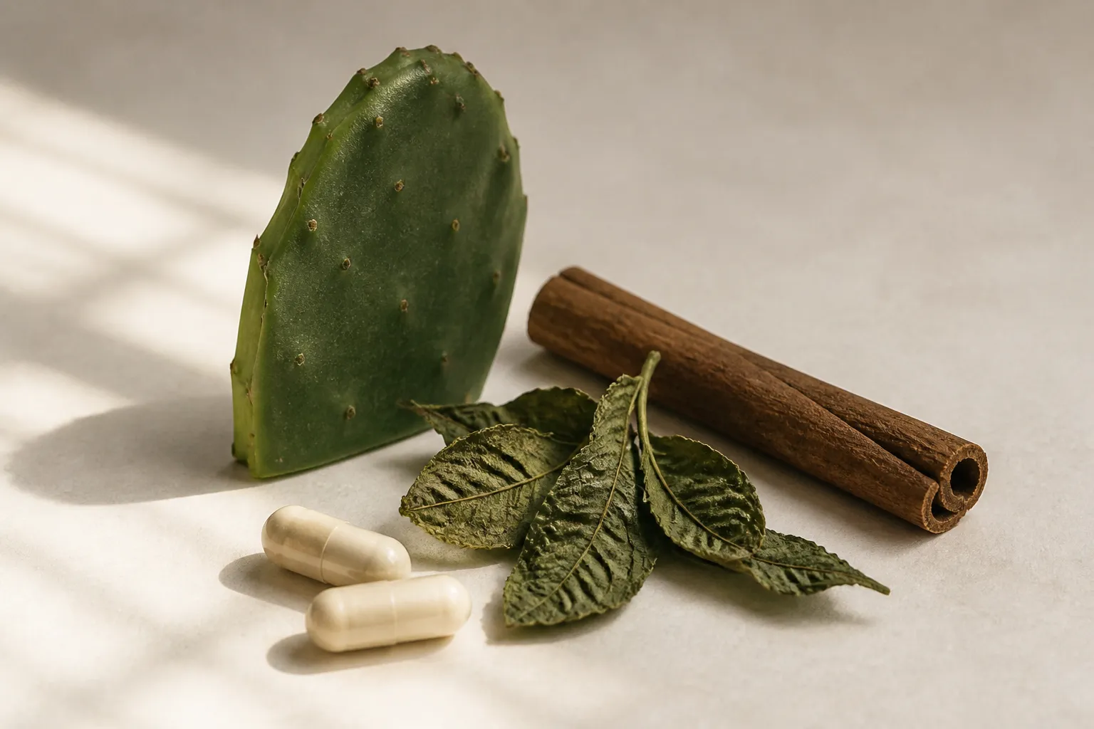 Nopal, canela y cápsulas de Glyv >100